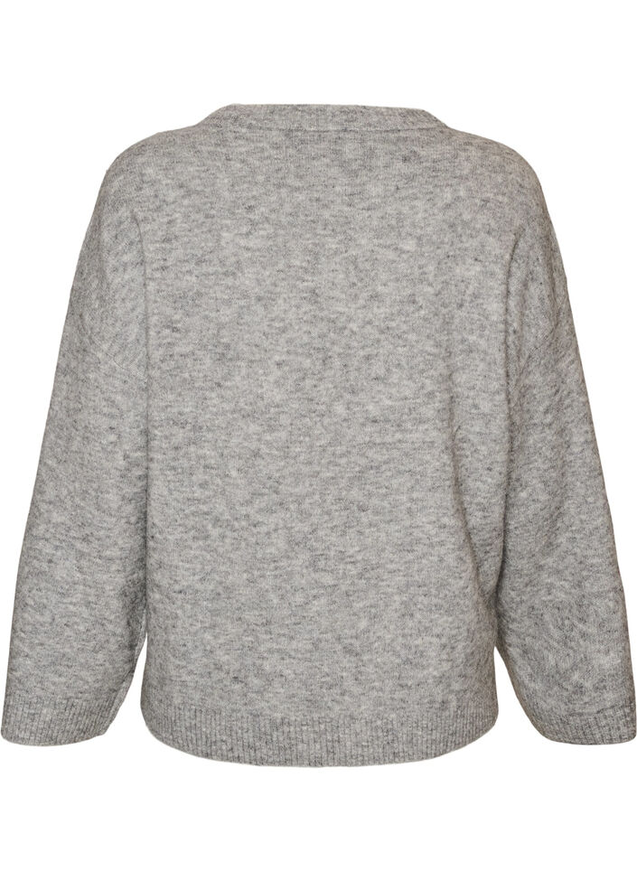 Blouse ample tricot&eacute;e en alpaga et laine, Gris, Packshot image number 1