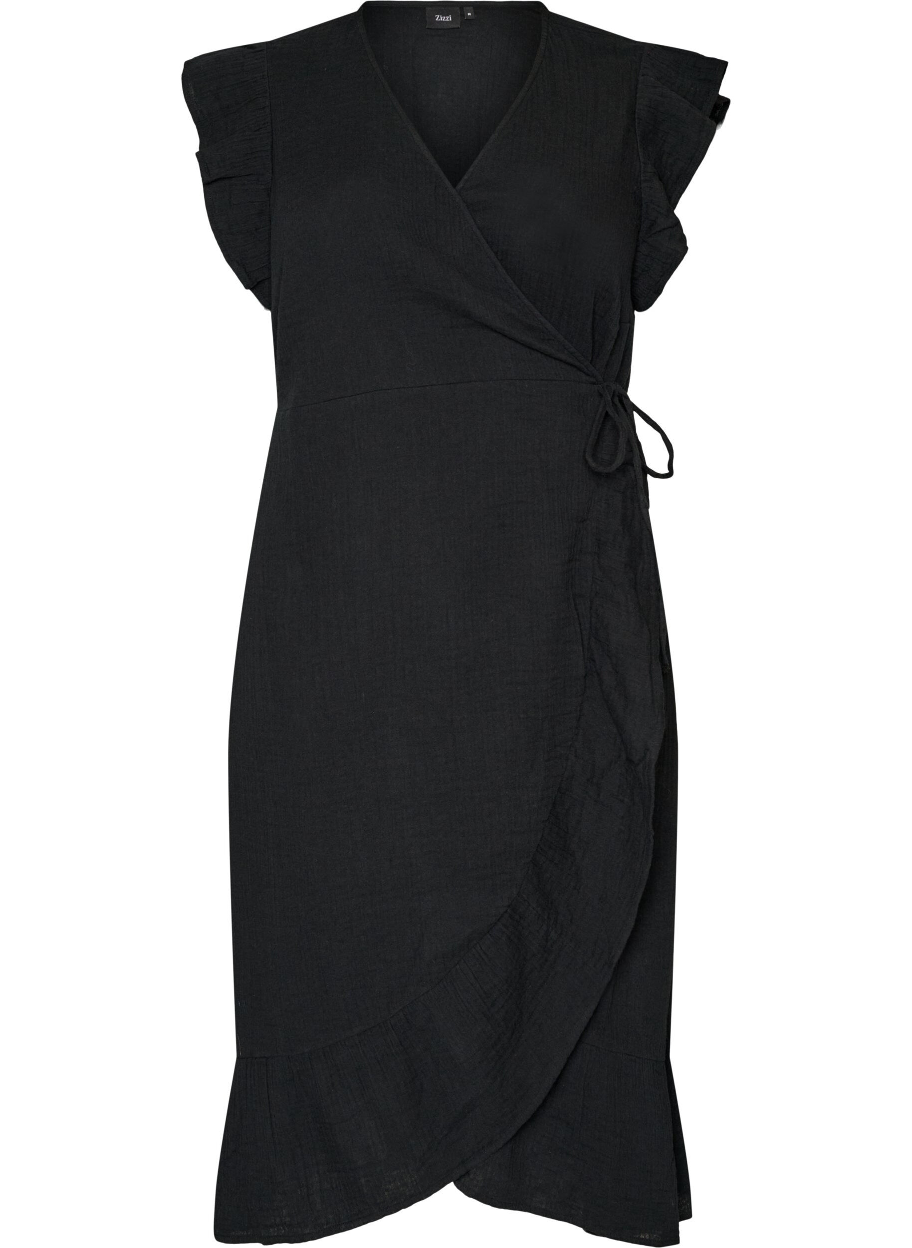 Robe portefeuille en mousseline de coton avec volants