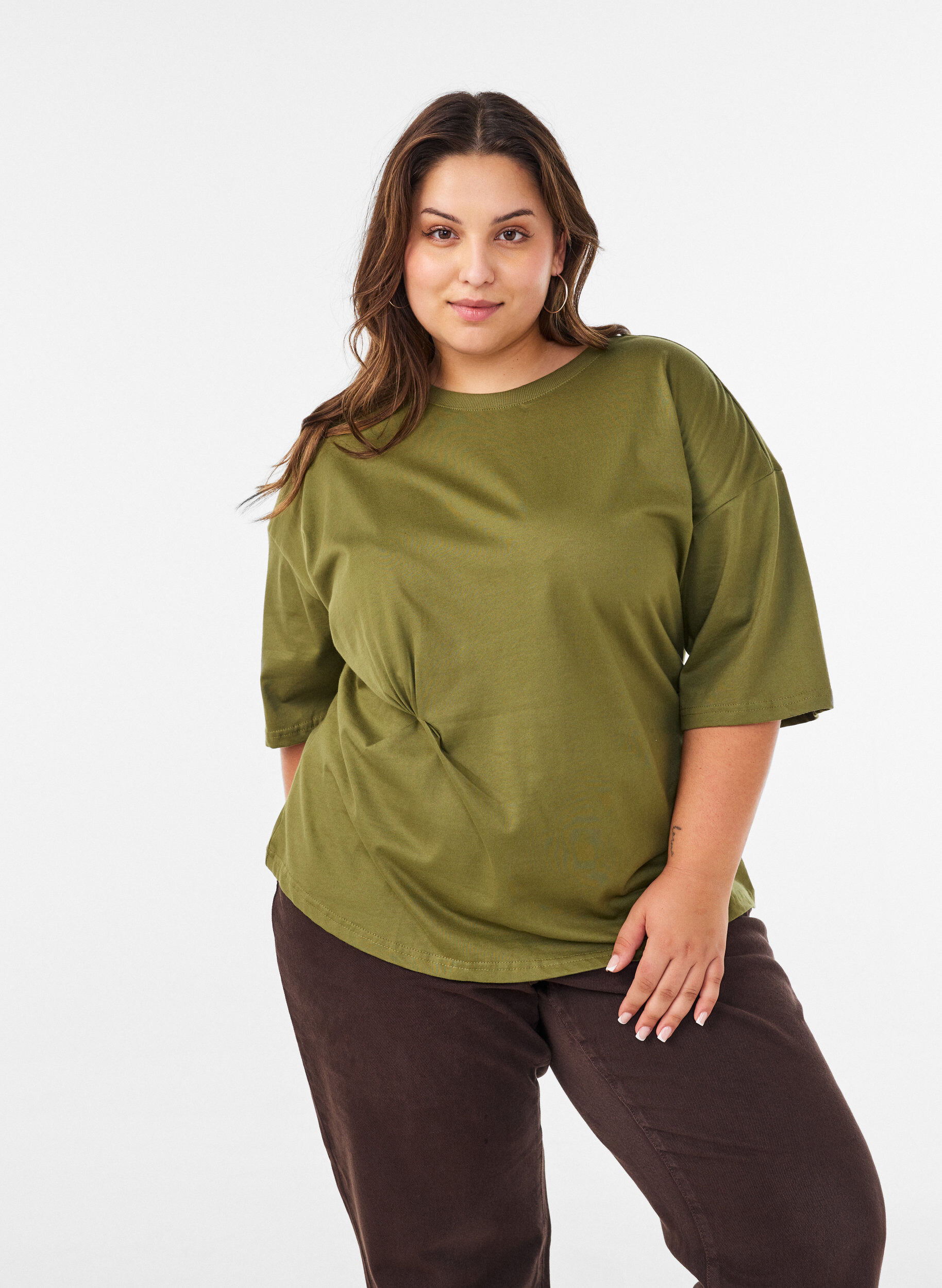 ZizziT-shirt avec d&eacute;tail drap&eacute;, Vert, Model image number 0