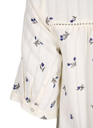 Robe courte en viscose avec bordure en dentelle et coupe trapèze évasée., Birch w. Flower, Packshot image number 3
