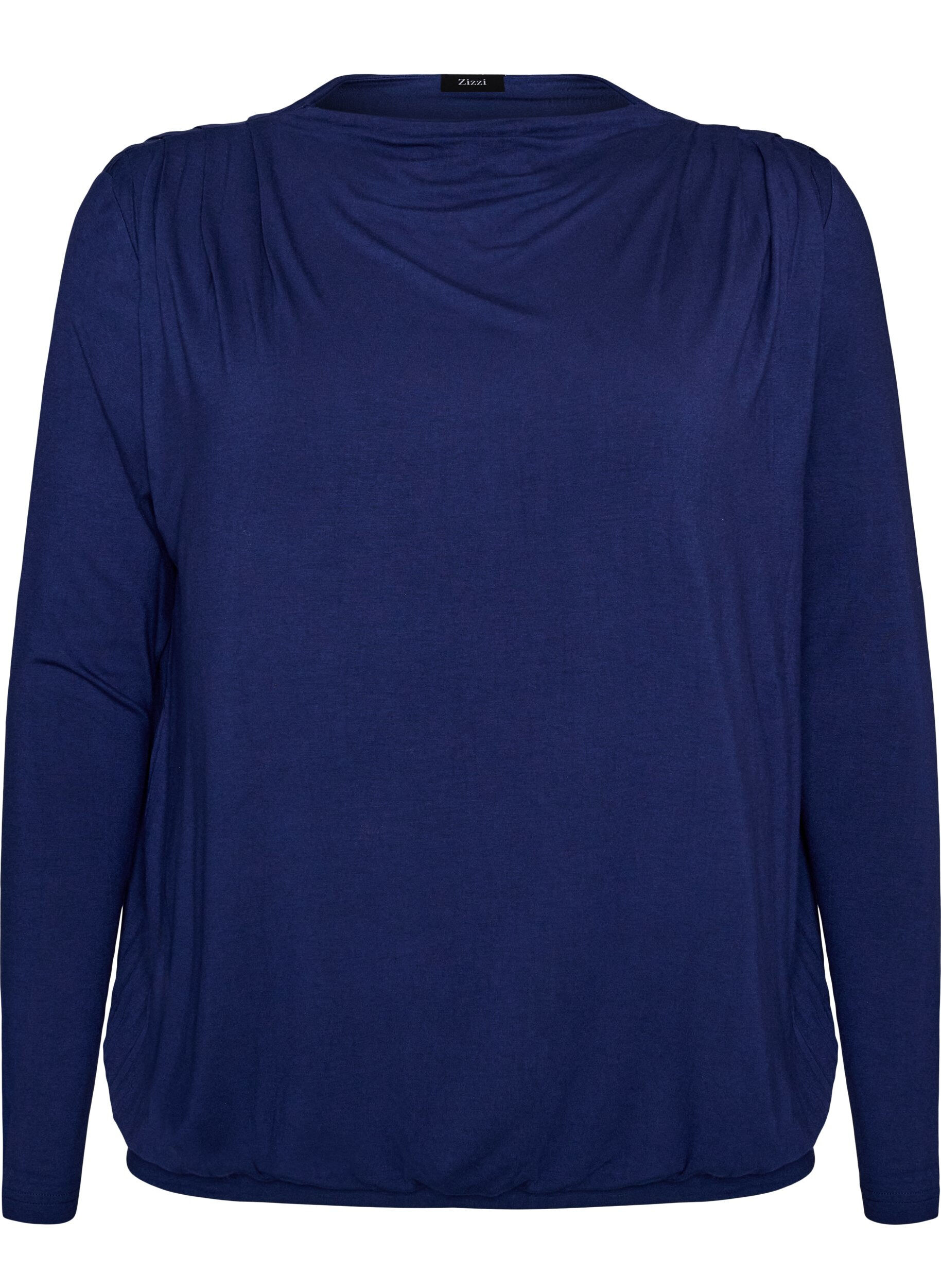 ZizziBlouse &agrave; encolure bateau et coupe ballon, Bleu, Packshot image number 0
