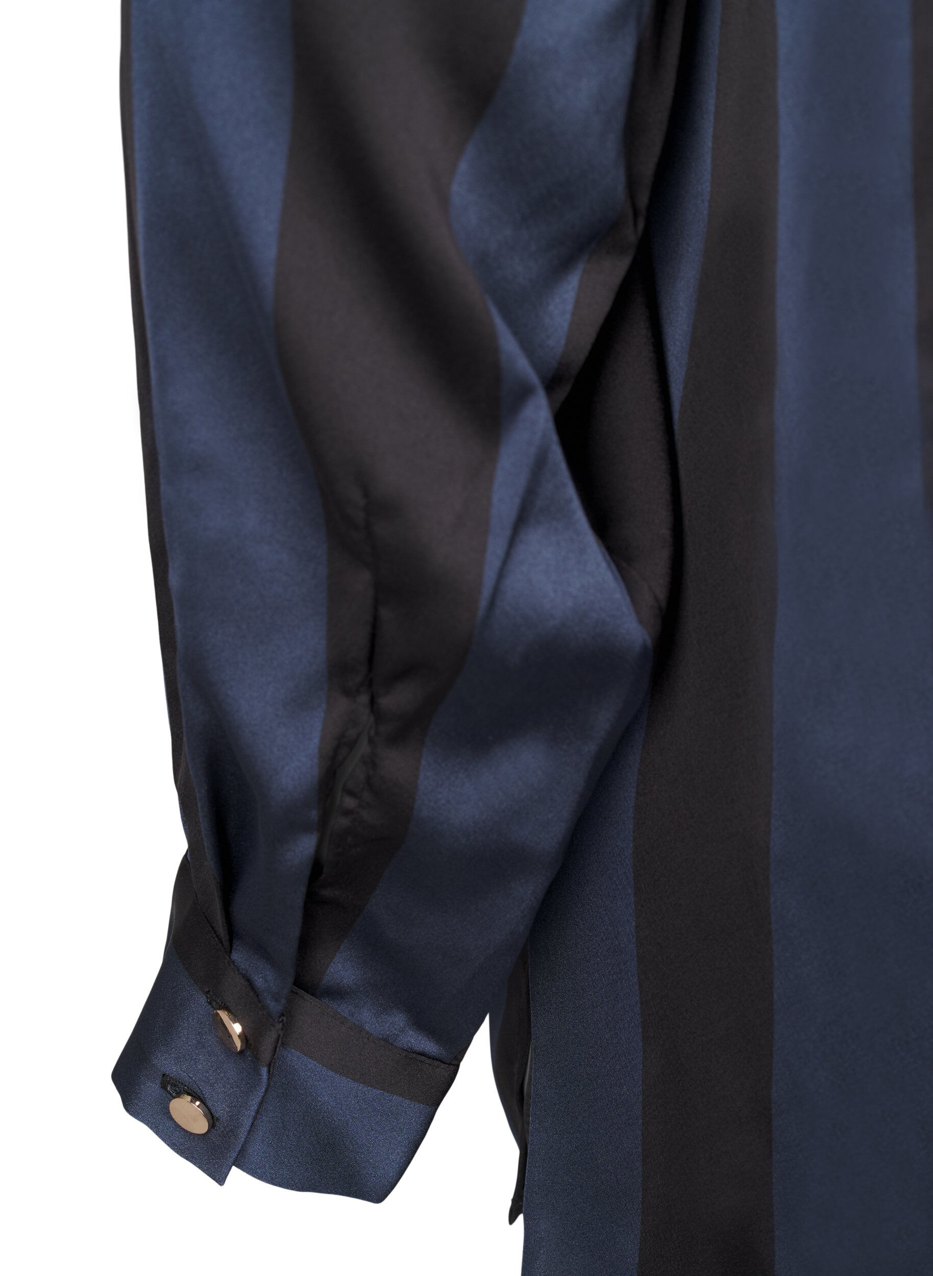 Zizzi Chemise en satin &agrave; rayures, Spellbound w. Black, Packshot image number 4