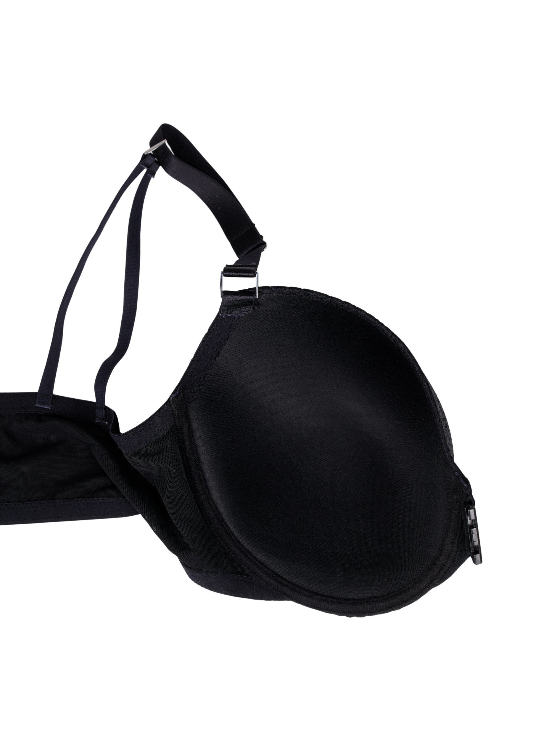 Zizzi Soutien-gorge moul&eacute; &agrave; dentelle et &agrave; fermeture avant, Noir, Packshot image number 3