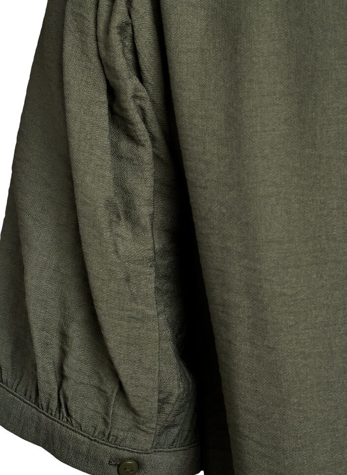 Chemisier en viscose &agrave; manches mi-longues, Vert, Packshot image number 3