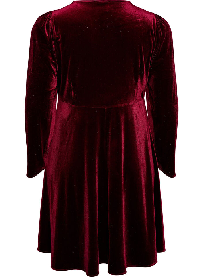 Robe en velours avec strass et coupe &eacute;vas&eacute;e, Bordeaux, Packshot image number 1