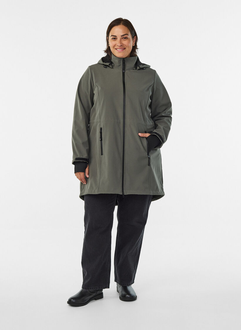Veste softshell avec capuche amovible, Gris anthracite, Model image number 1