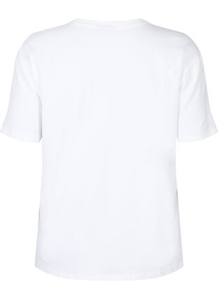 T-shirt en coton biologique avec des similipierres, White, Packshot image number 1
