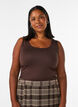 Top Basic ajust&eacute; en tissu lisse, Marron, Model image number 0