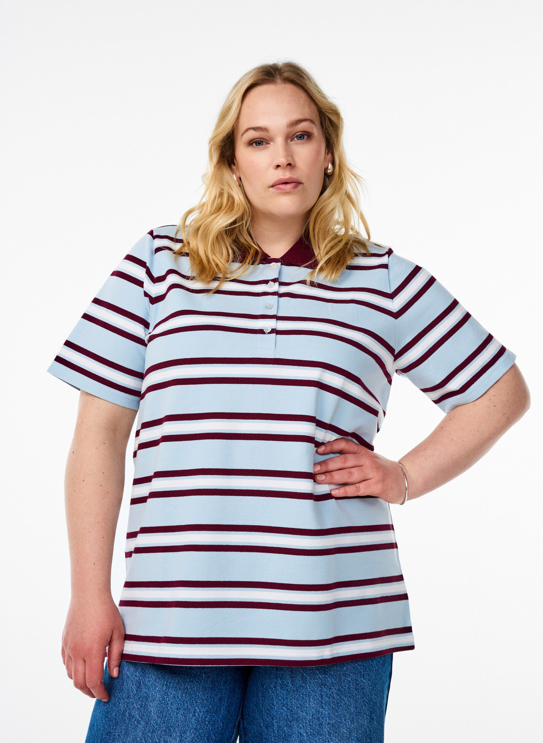 Zizzi Polo &agrave; manches courtes, Bleu Clair, Model image number 0