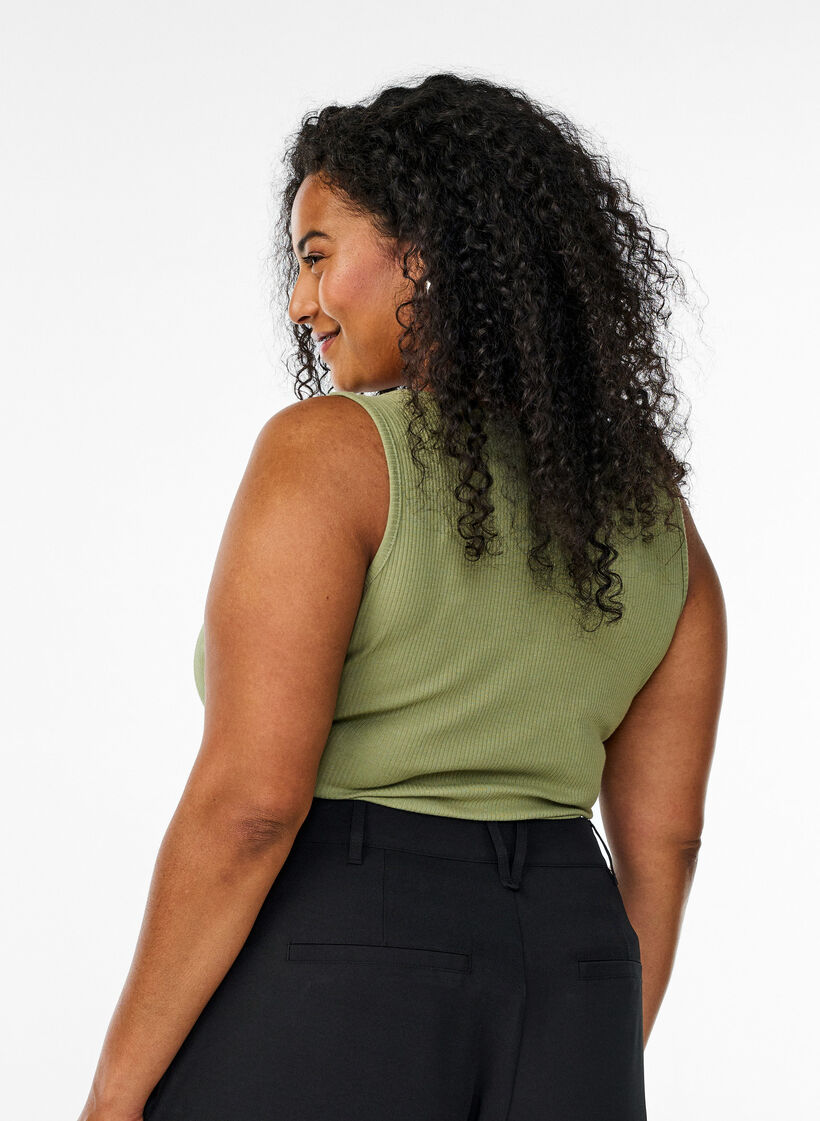 Débardeur cintré avec strass, Vert, Model image number 2