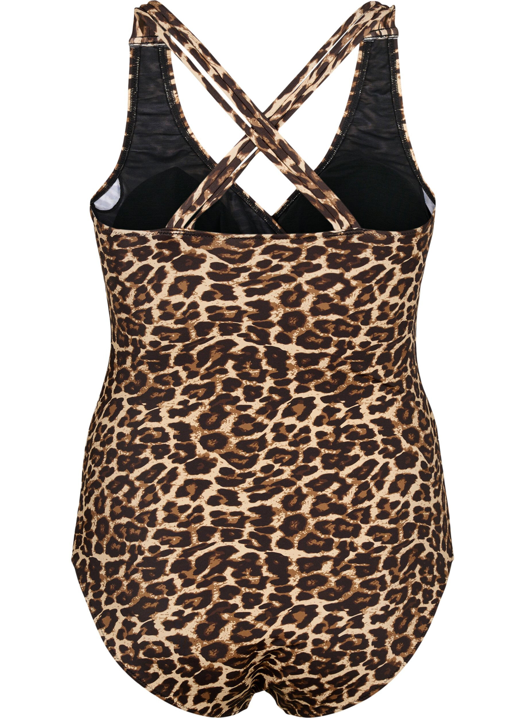 Zizzi Maillot de bain avec dos crois&eacute; et inserts amovibles, Leopard Print, Packshot image number 1