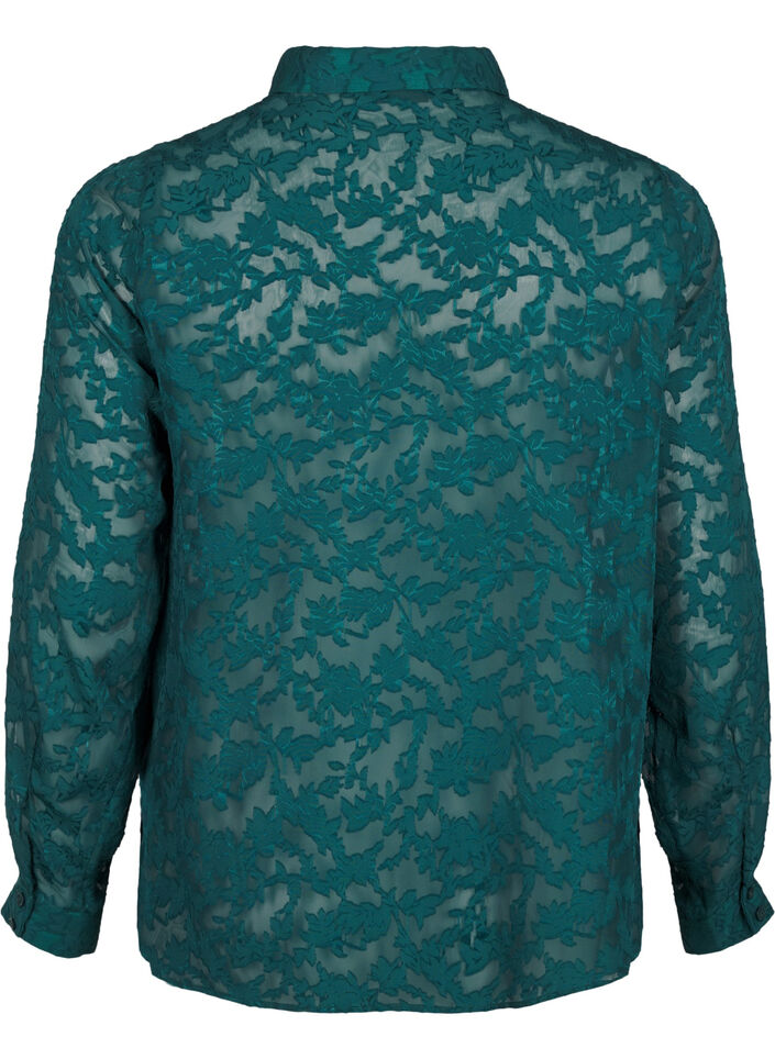 Une chemise en maille jacquard avec boutons, Rain Forest, Packshot image number 1