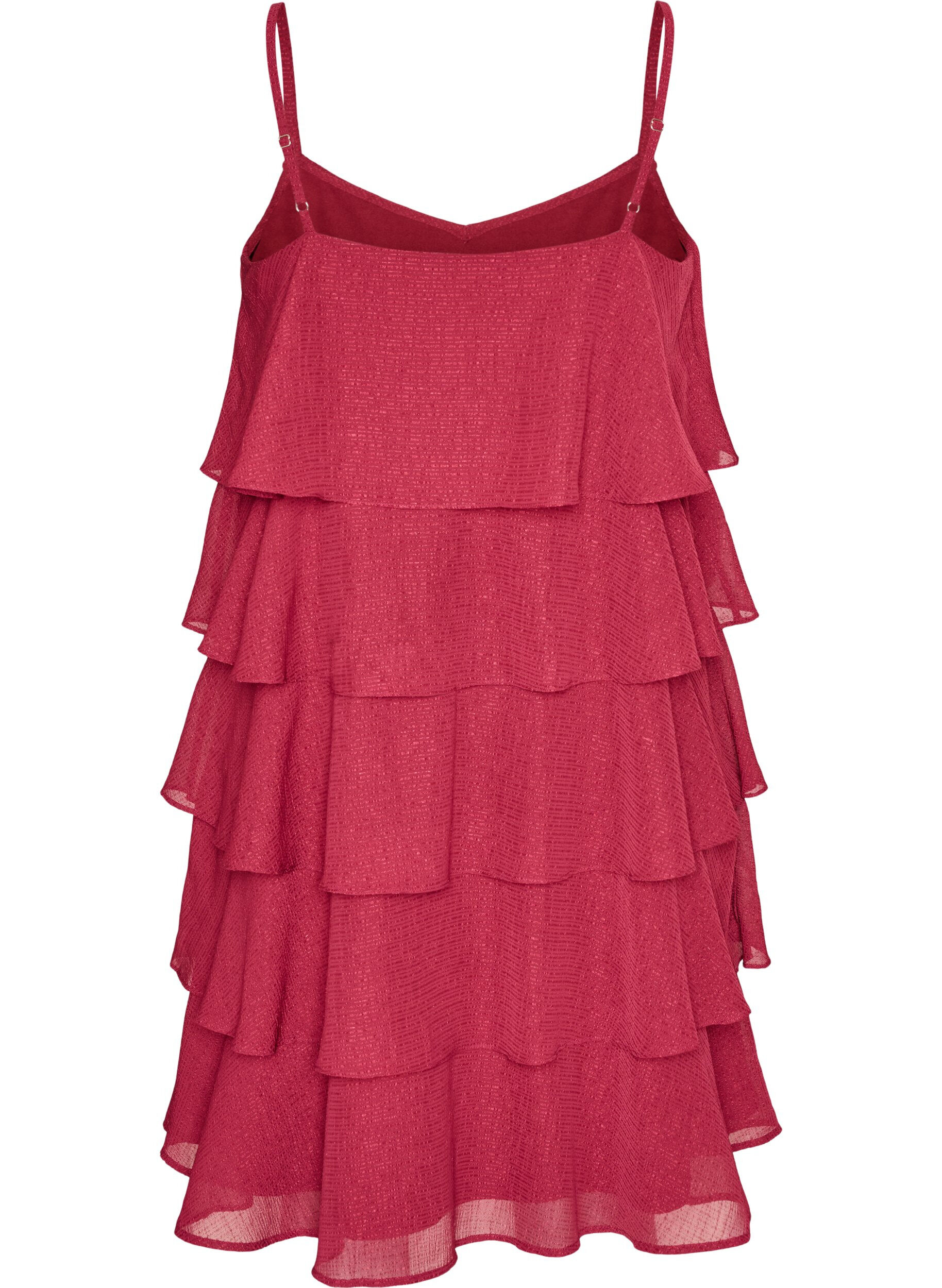 ZizziRobe &agrave; volants superpos&eacute;s avec fines bretelles, Rouge, Packshot image number 1