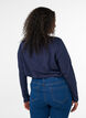 T-shirt &agrave; manches longues avec col V et boutons, Bleu, Model image number 2