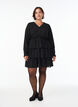 Robe courte &agrave; volants et motif textur&eacute;, Noir, Model image number 1
