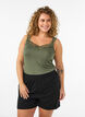 Top en viscose avec bord en dentelle, Vert, Model image number 0