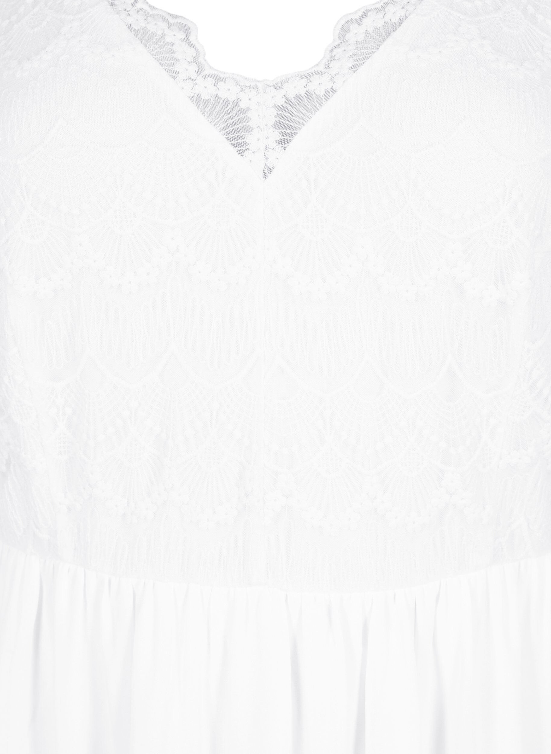 Zizzi Robe de soir&eacute;e avec dentelle et une taille empire, Bright White, Packshot image number 2