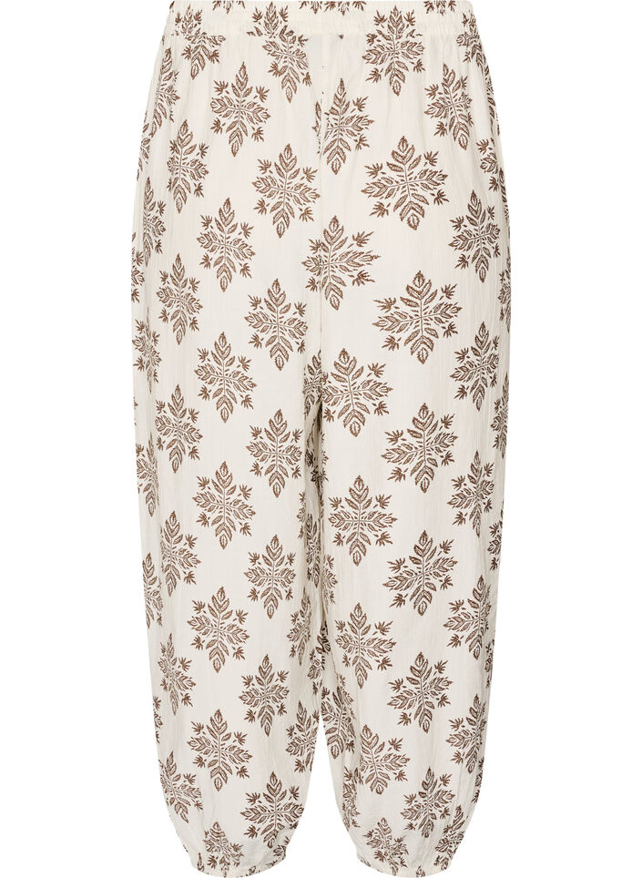 Pantalon ballon taille haute &agrave; motifs, Vanille, Packshot image number 1