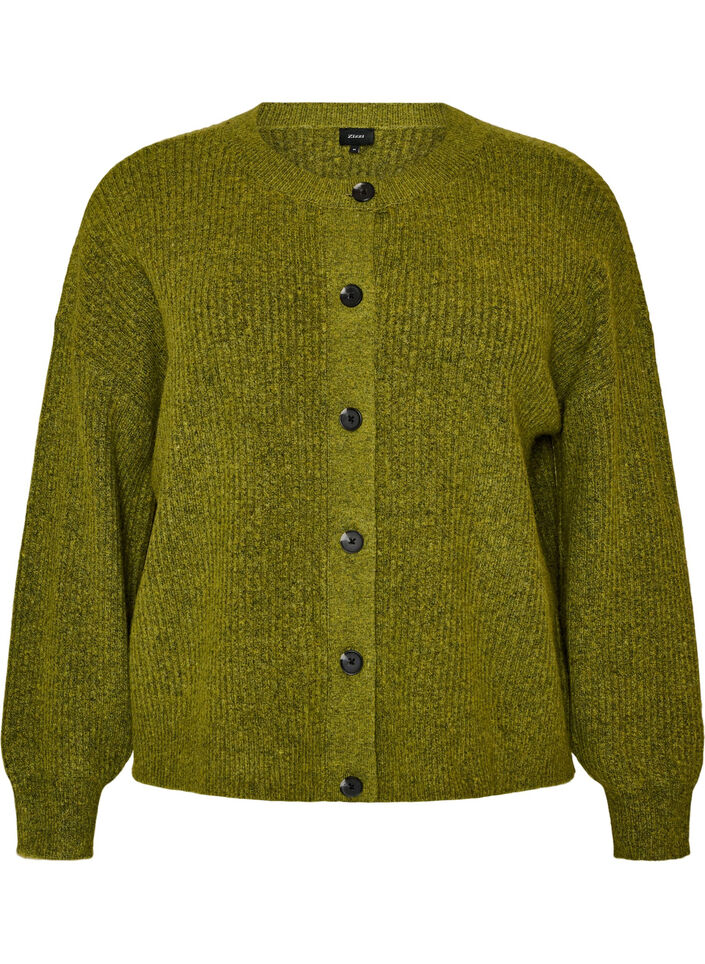 Cardigan en tricot c&ocirc;tel&eacute; avec boutons, Vert clair, Packshot image number 0
