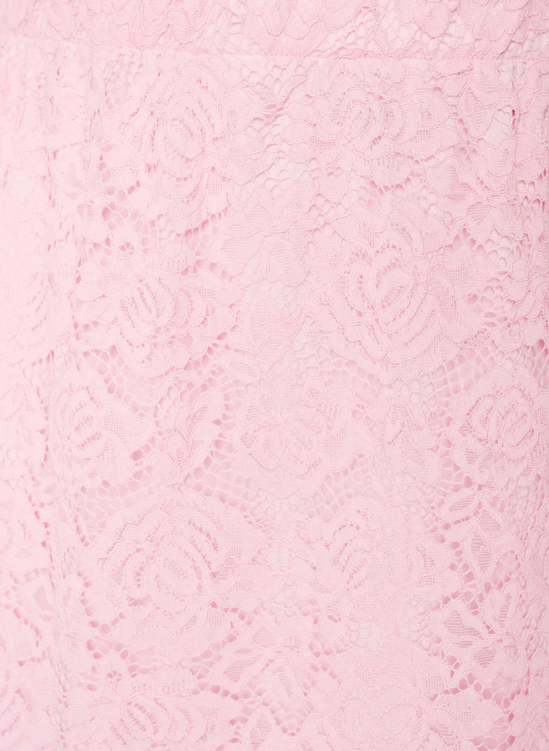 Zizzi Jupe midi en dentelle avec taille &eacute;lastique, Rose, Packshot image number 2