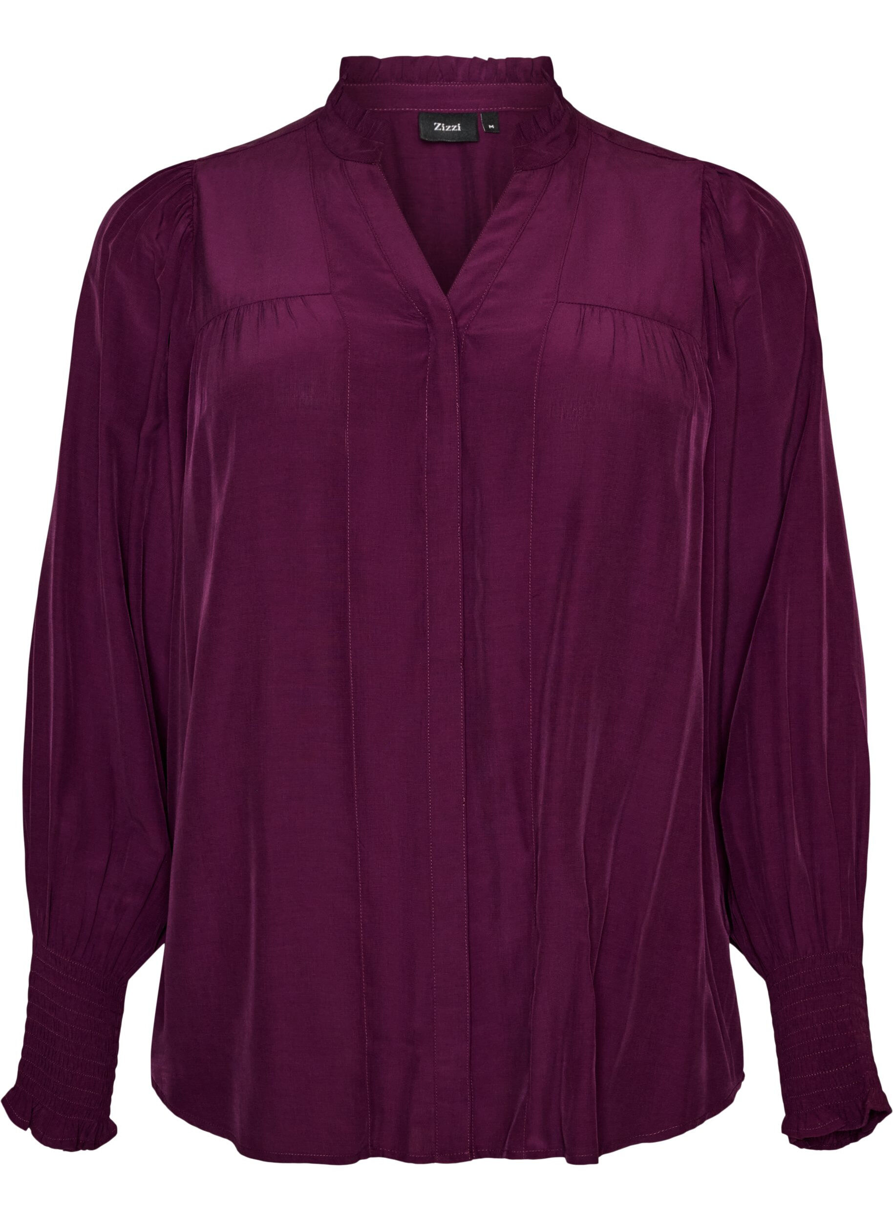 ZizziBlouse avec col &agrave; volants et fronces, Violet, Packshot image number 0