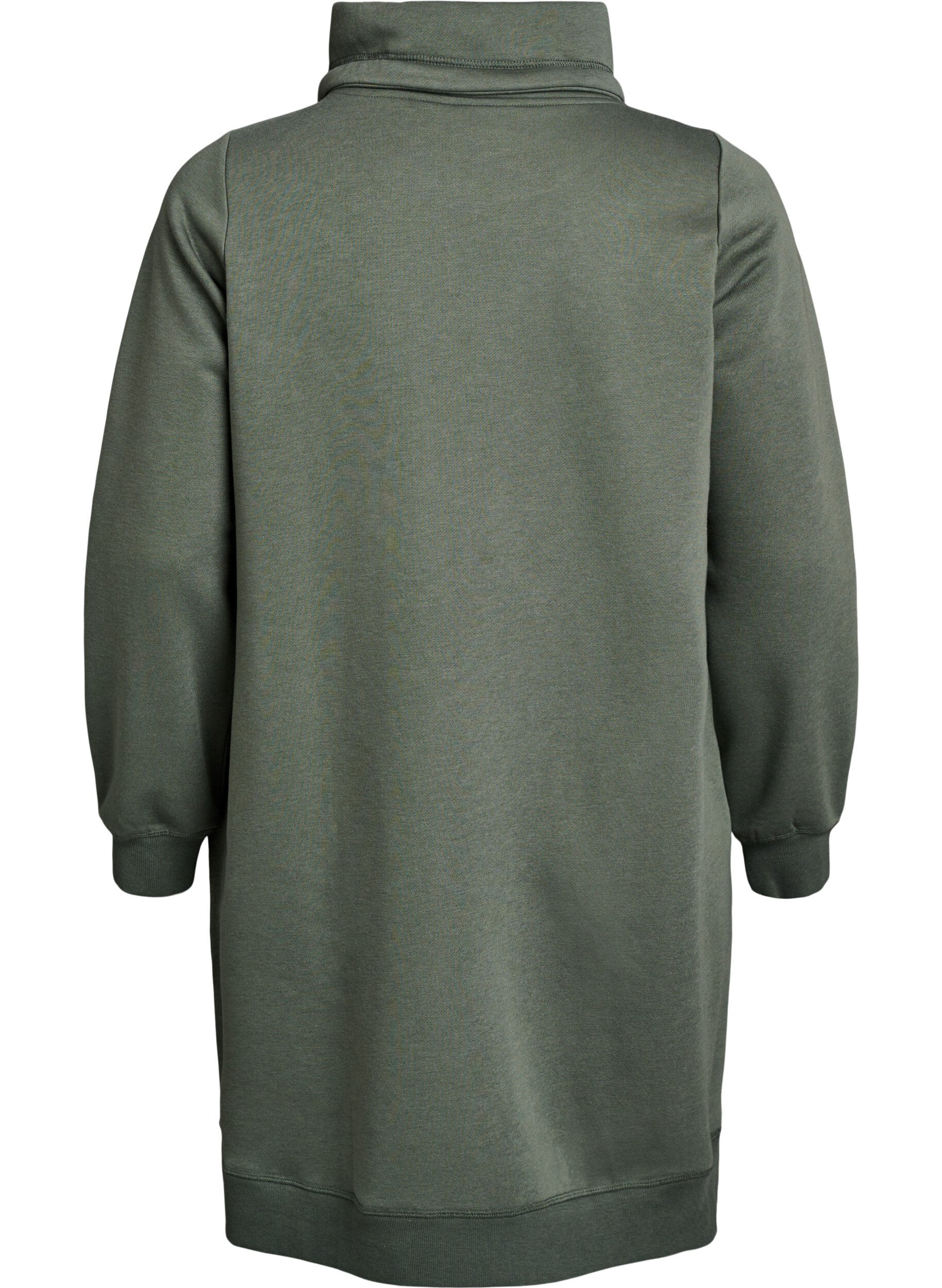Zizzi FLASH - Robe sweat-shirt courte &agrave; col montant et poches, Vert, Packshot image number 1