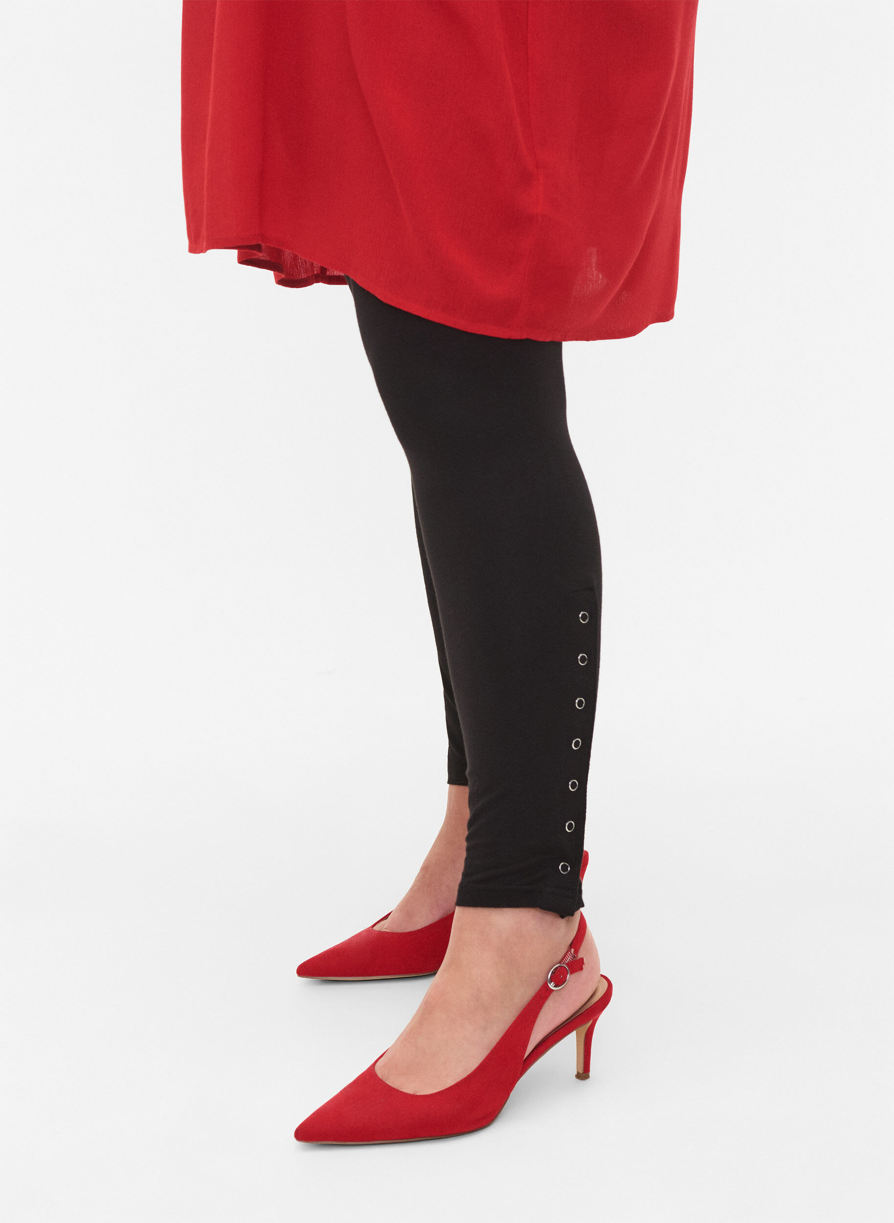 Zizzi Leggings en viscose avec boutons-pression, Noir, Model image number 2