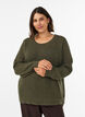 Blouse en maille avec motif ajour&eacute; textur&eacute;, Vert fonc&eacute;, Model image number 0
