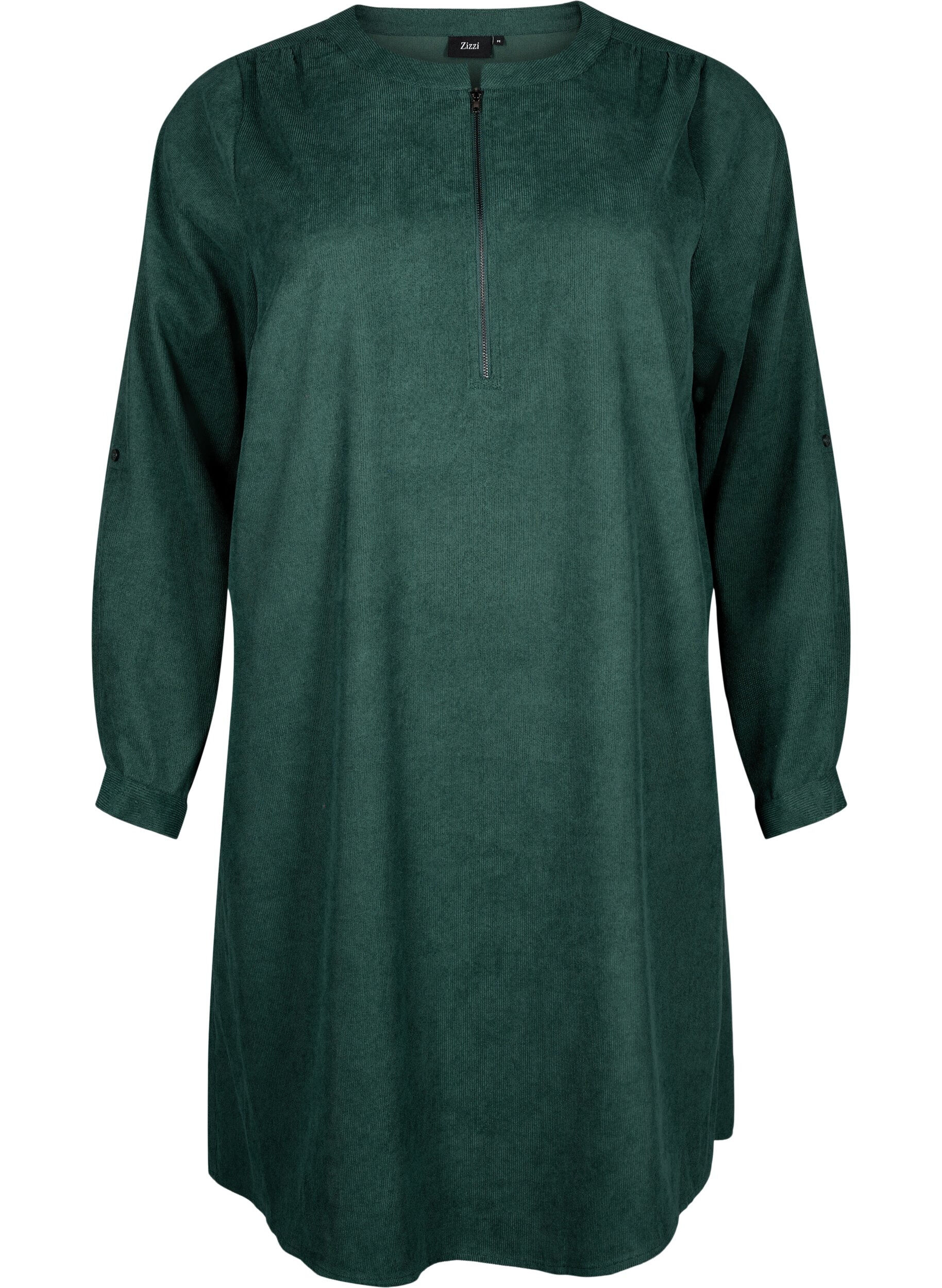 Zizzi Robe en velours avec d&eacute;tail de fermeture &eacute;clair, Posy Green, Packshot image number 0