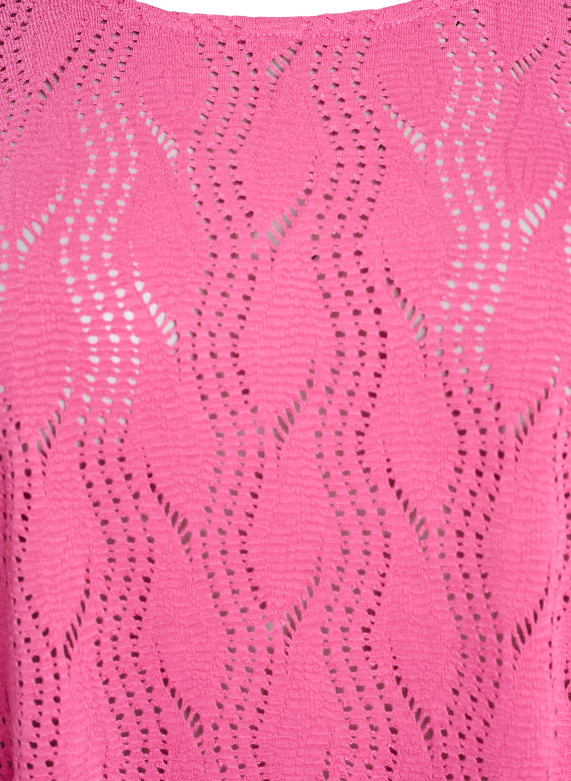 Zizzi Robe courte en jersey &agrave; motif ajour&eacute;, Rose, Packshot image number 2