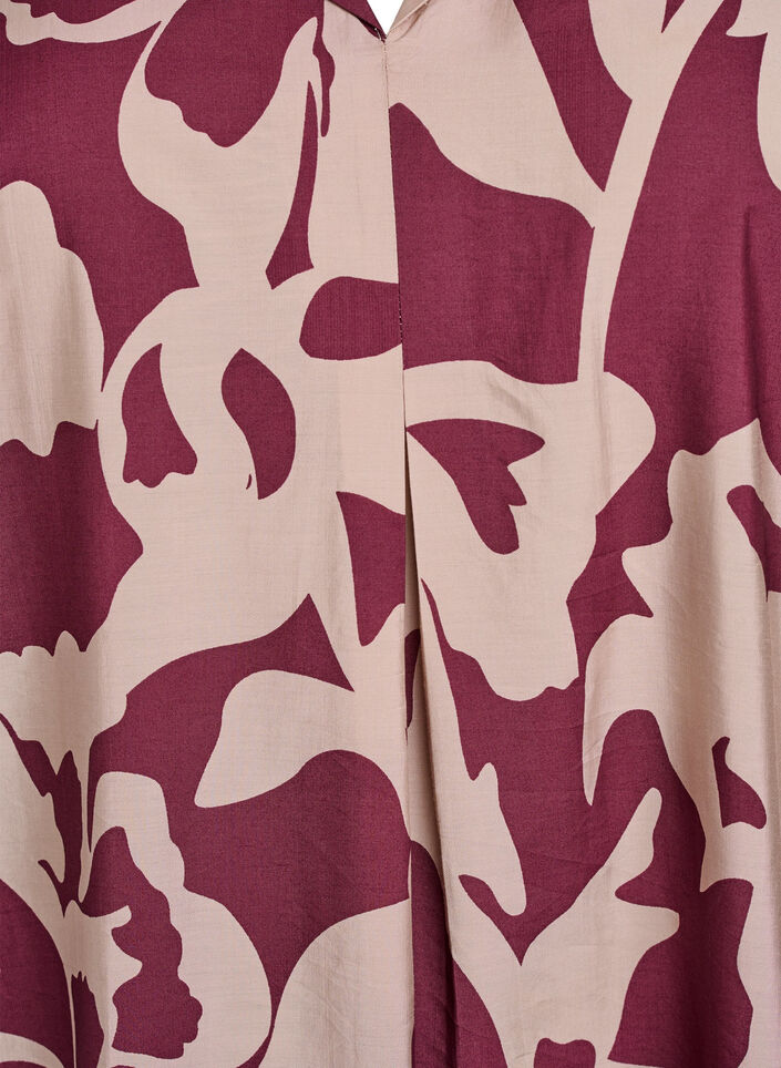 Robe mi-longue imprimée avec col en V, Bordeaux, Packshot image number 2