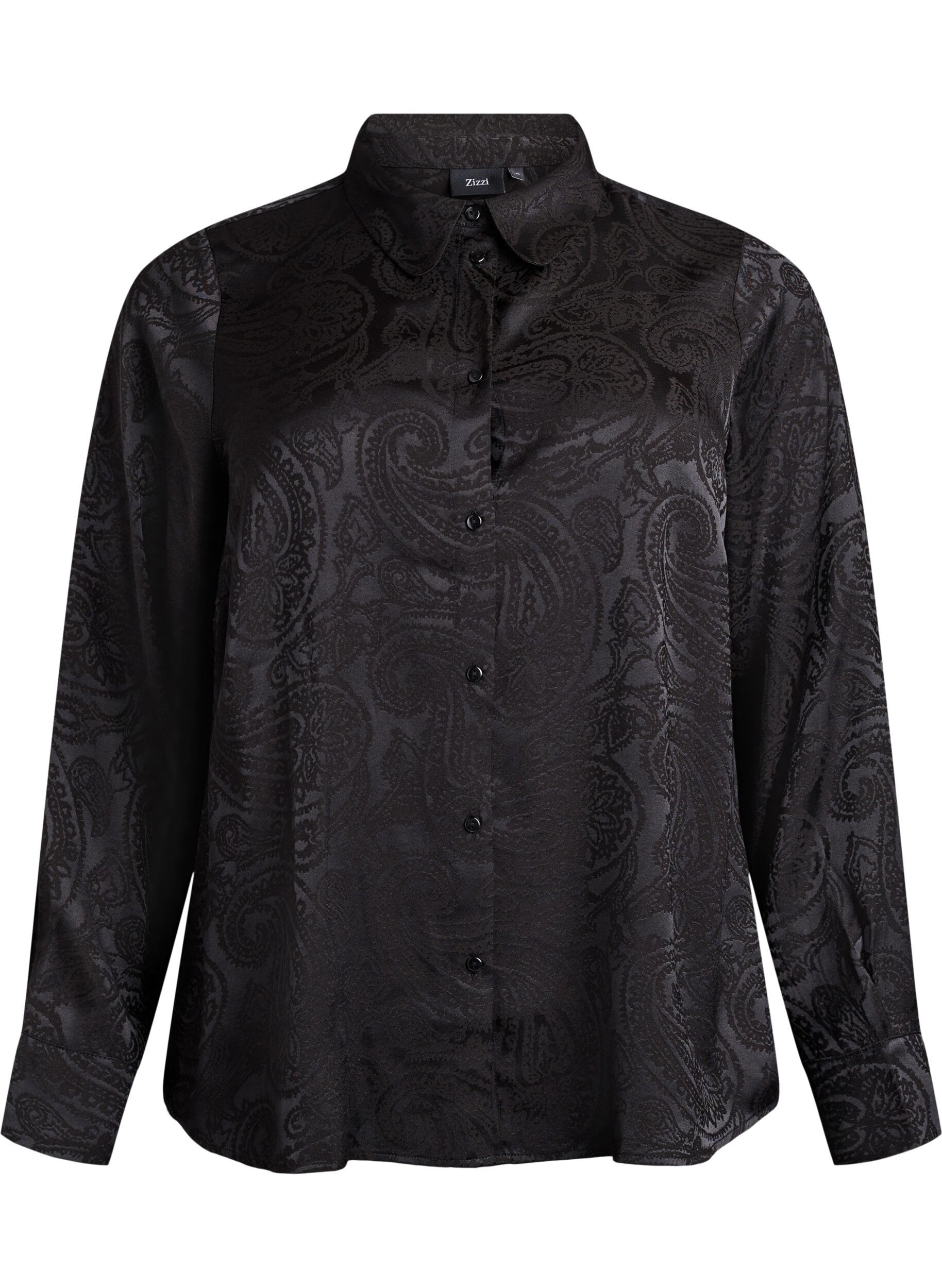 ZizziChemise &agrave; motif cachemire ton sur ton, Noir, Packshot image number 0
