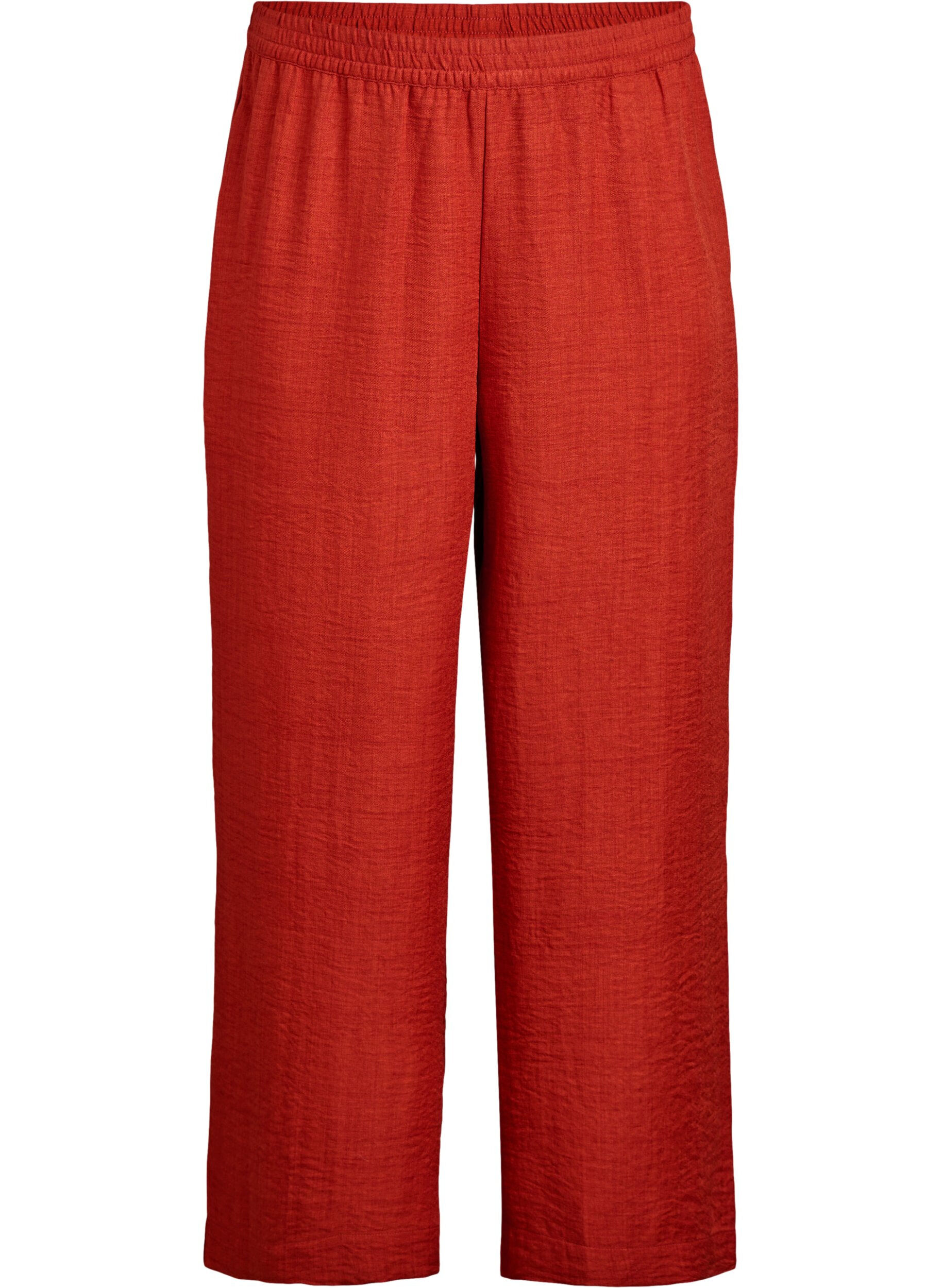 Zizzi Pantalon ample avec ceinture &eacute;lastique et poches, Rouge, Packshot image number 0