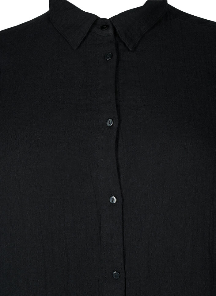 Chemise longue en mousseline de coton, Black, Packshot image number 2