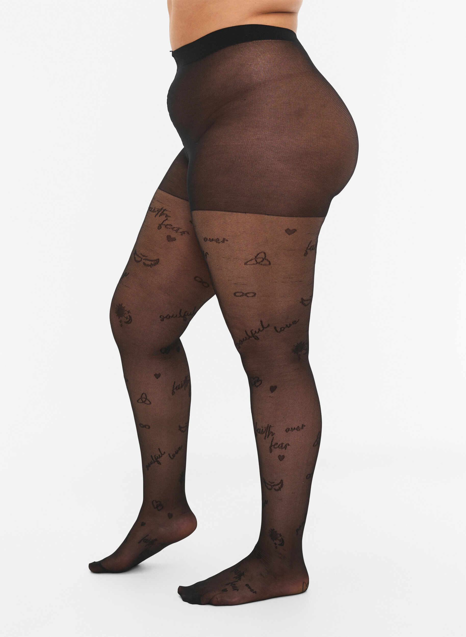 Zizzi Collants tatouage en 25 denier, Black, Model image number 0