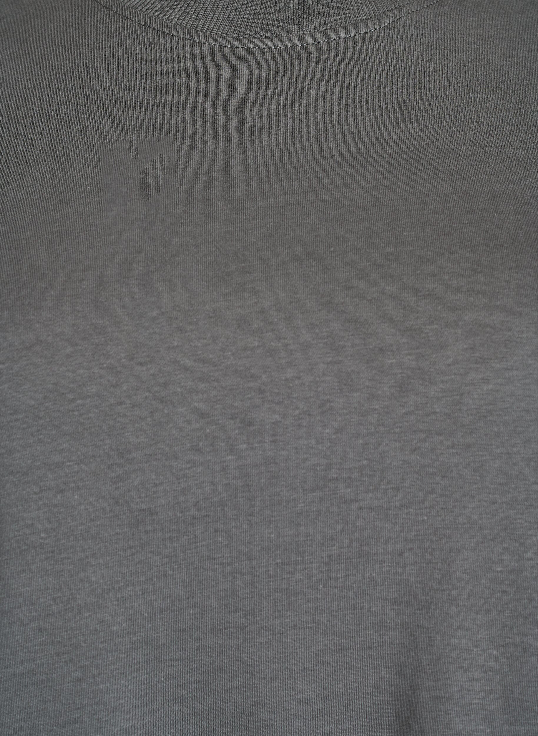 Zizzi T-shirt basique en coton &agrave; col rond, Gris, Packshot image number 2