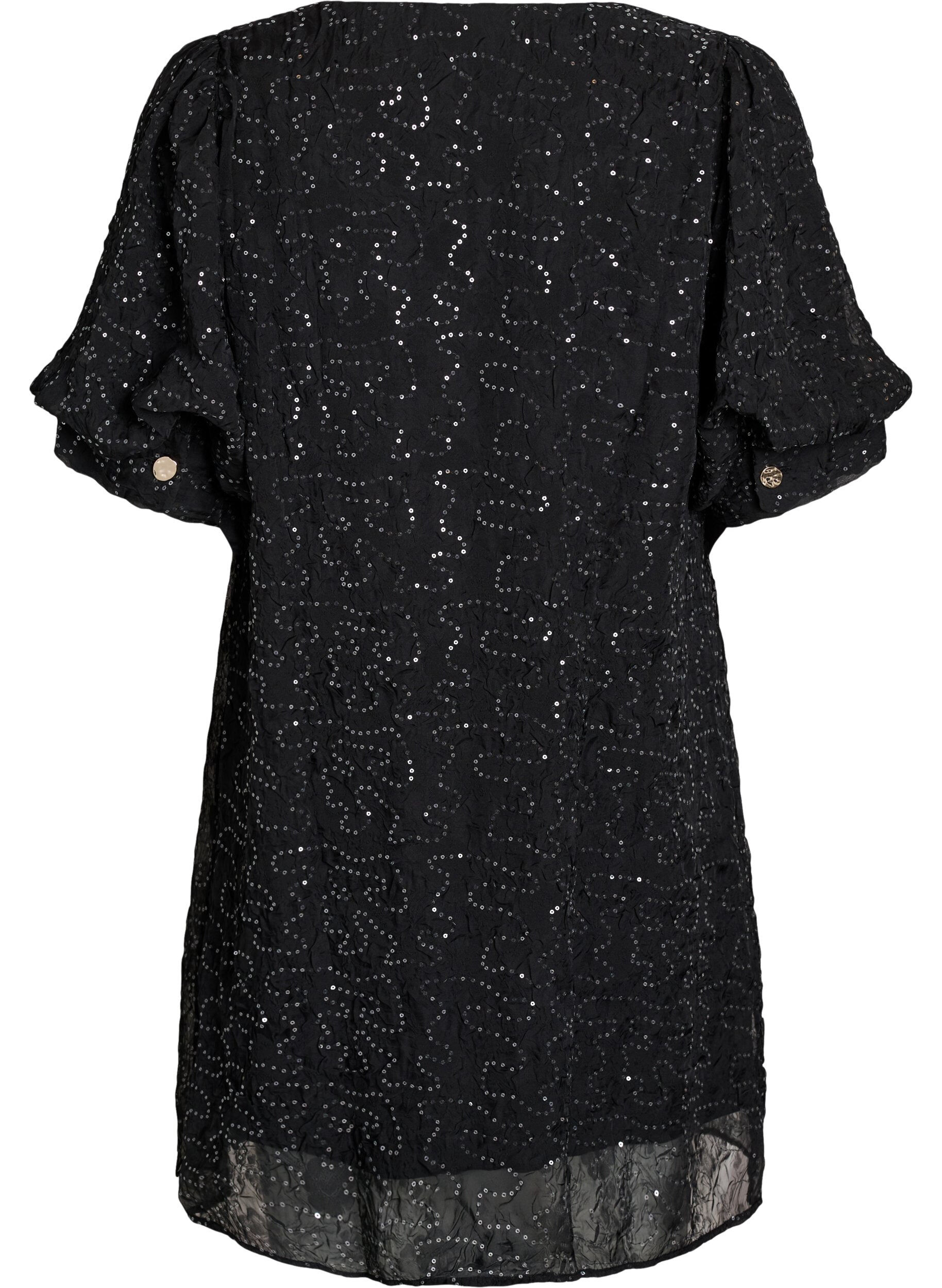 Zizzi Robe de soir&eacute;e courte &agrave; paillettes, Noir, Packshot image number 1