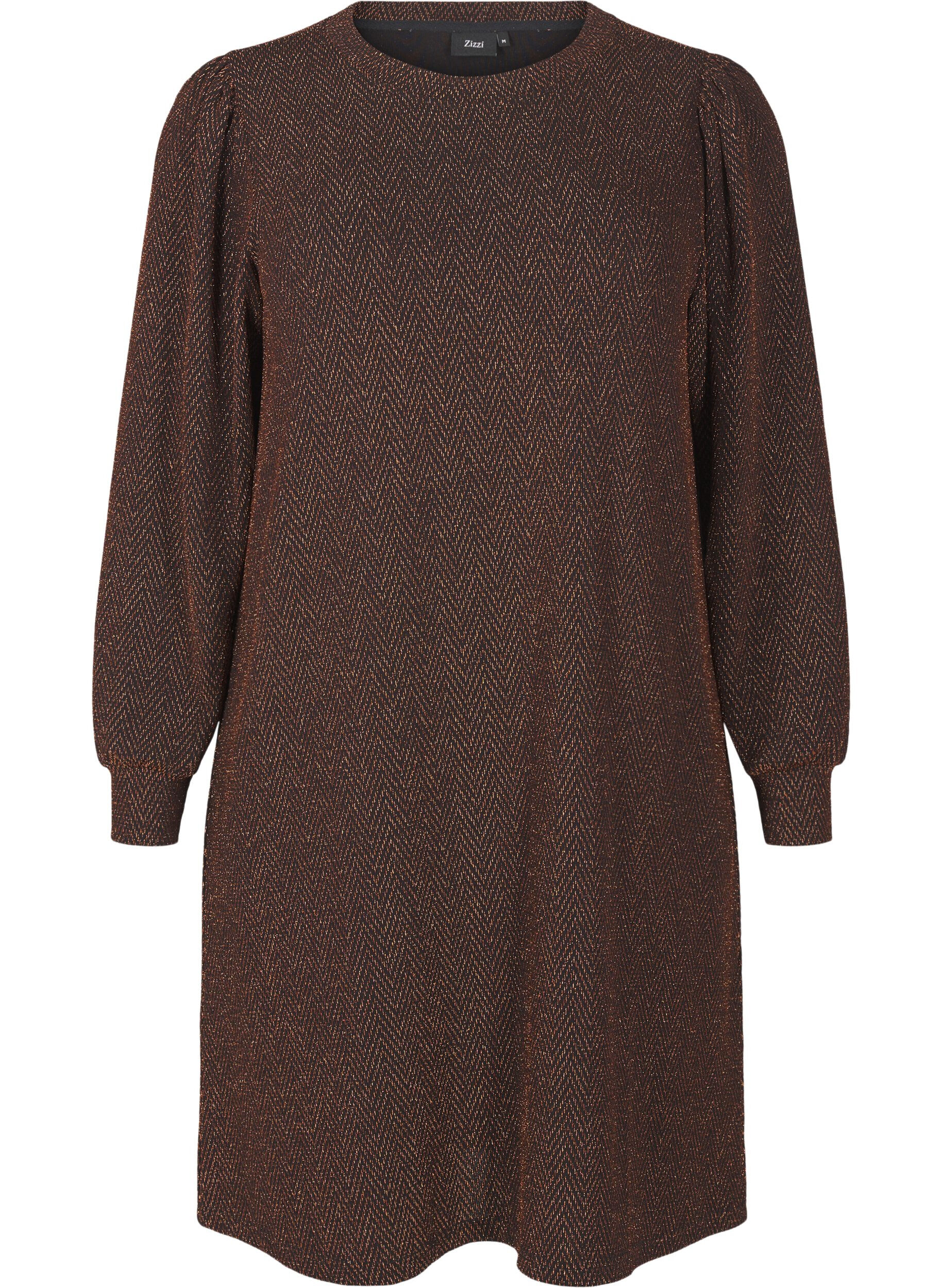 Zizzi Robe avec un motif en zigzag et des paillettes, Copper ZigZagShimmer, Packshot image number 0