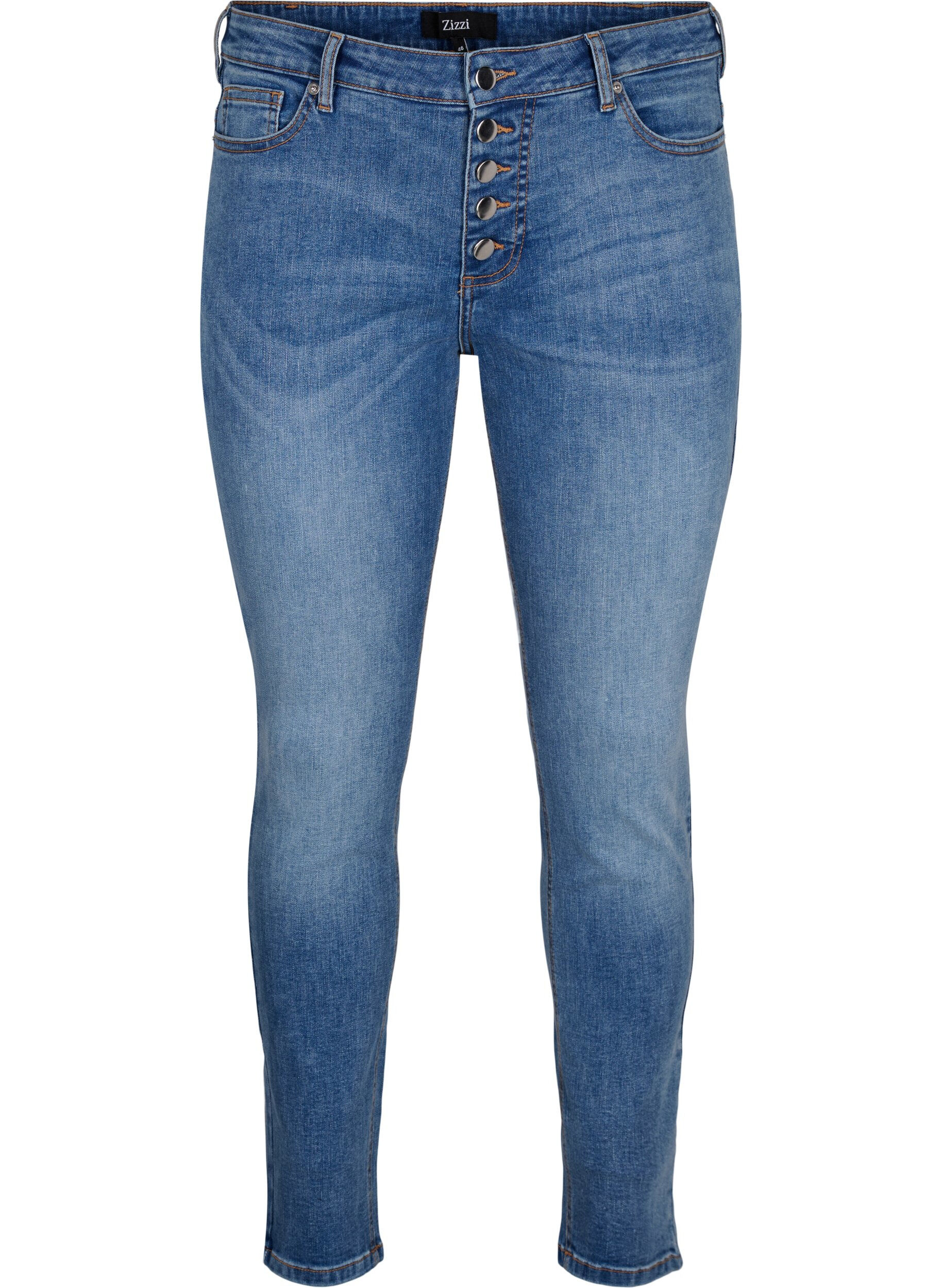 Zizzi Jeans Sanna avec une coupe super slim et une fermeture &agrave; boutons, Blue denim, Packshot image number 0