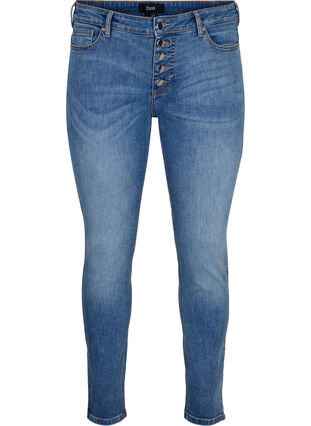 Jeans Sanna avec une coupe super slim et une fermeture à boutons, Blue denim, Packshot image number 0