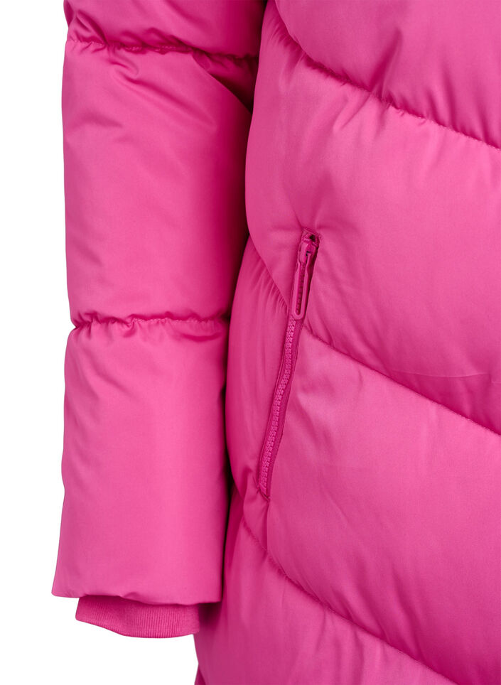Doudoune longue avec capuche et poches, Rose, Packshot image number 3