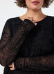 Blouse en maille avec imprim&eacute; cachemire et ourlet asym&eacute;trique, Noir, Model image number 3