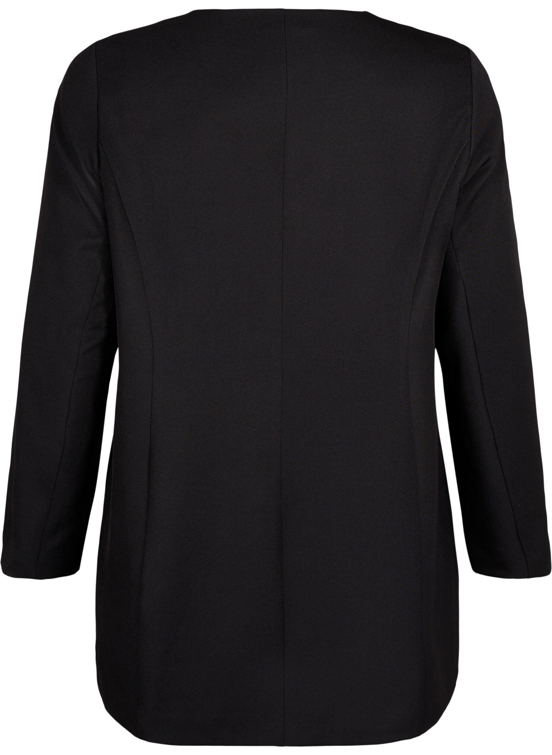 Zizzi Veste de printemps avec patte de boutonnage cach&eacute;e, Black, Packshot image number 1