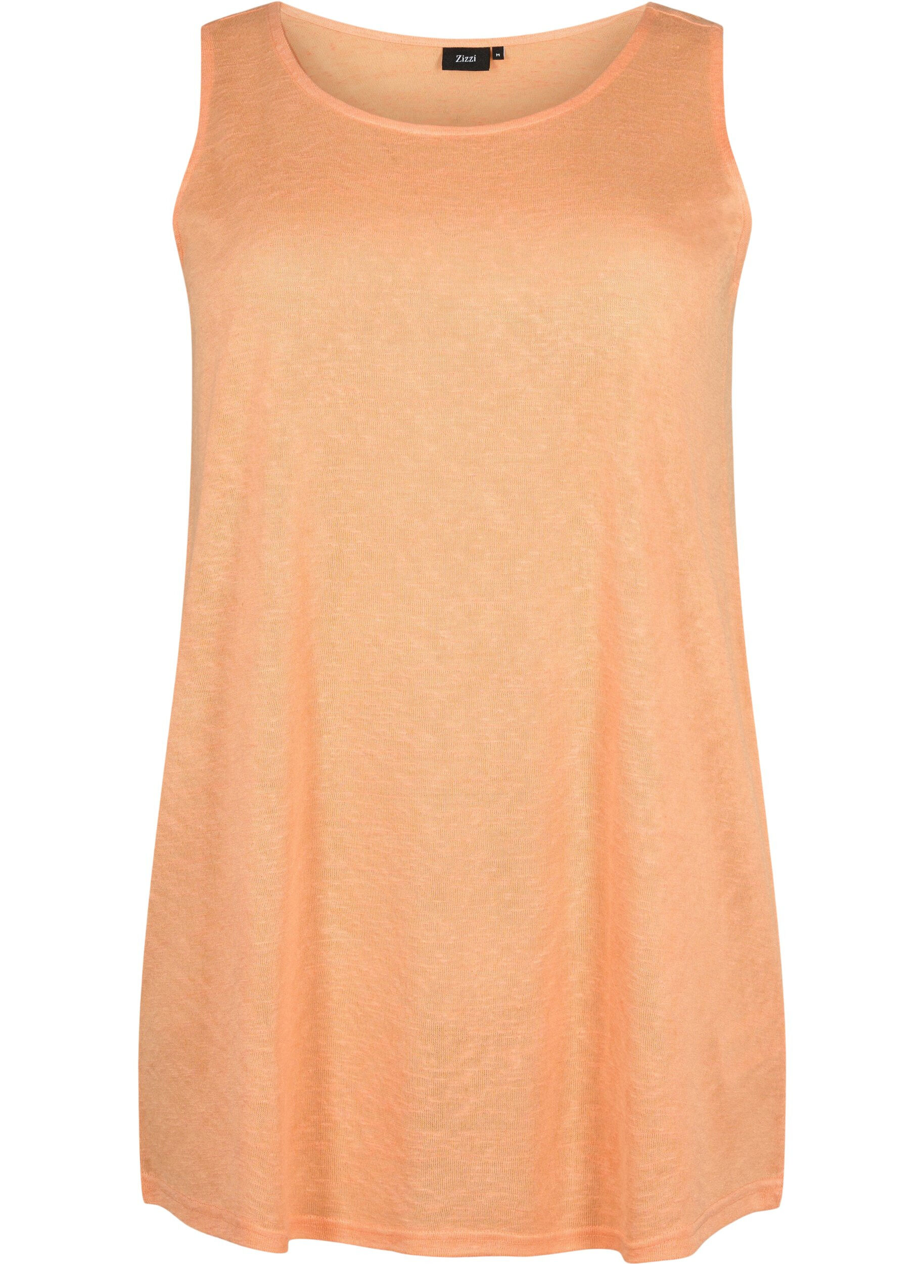 Zizzi Top avec structure et col rond, Mock Orange, Packshot image number 0