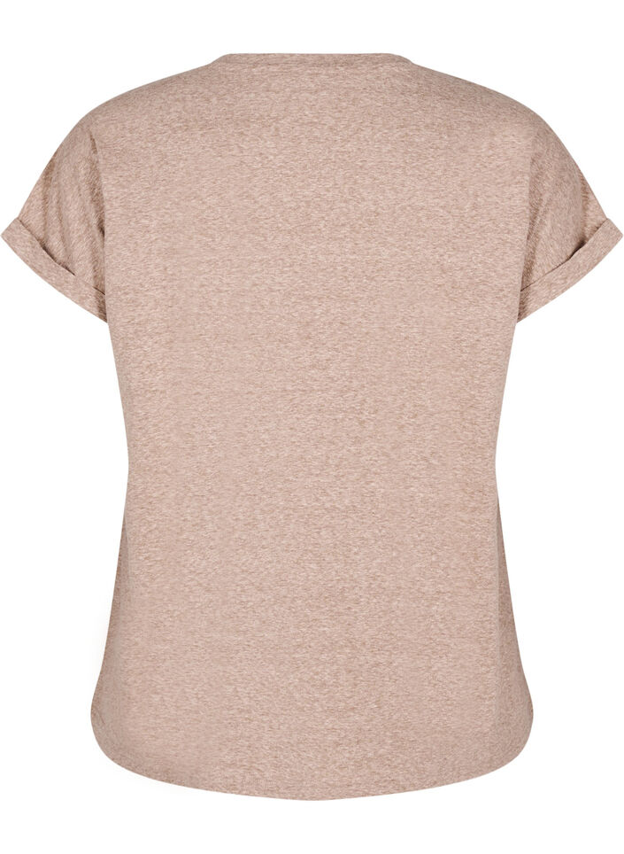 T-shirt mélangé à manches courtes, Marron, Packshot image number 1