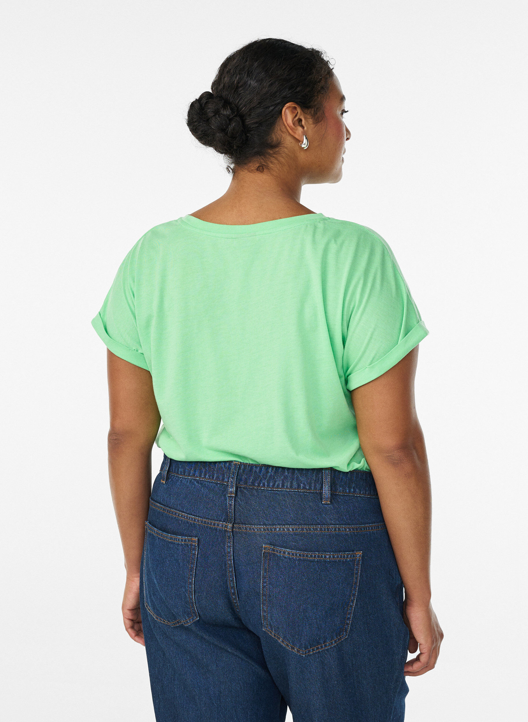 ZizziT-shirt &agrave; manches courtes en m&eacute;lange de coton, Vert, Model image number 2