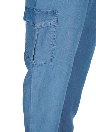 Pantalon cargo en look denim avec poches, Light blue denim, Packshot image number 2
