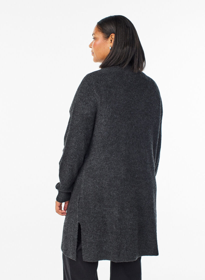 FLASH - Cardigan long côtelé sans fermeture, Gris anthracite, Model image number 2