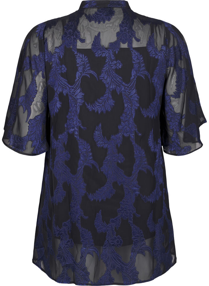 Tunique en mousseline avec motif jacquard, Evening Blue, Packshot image number 1