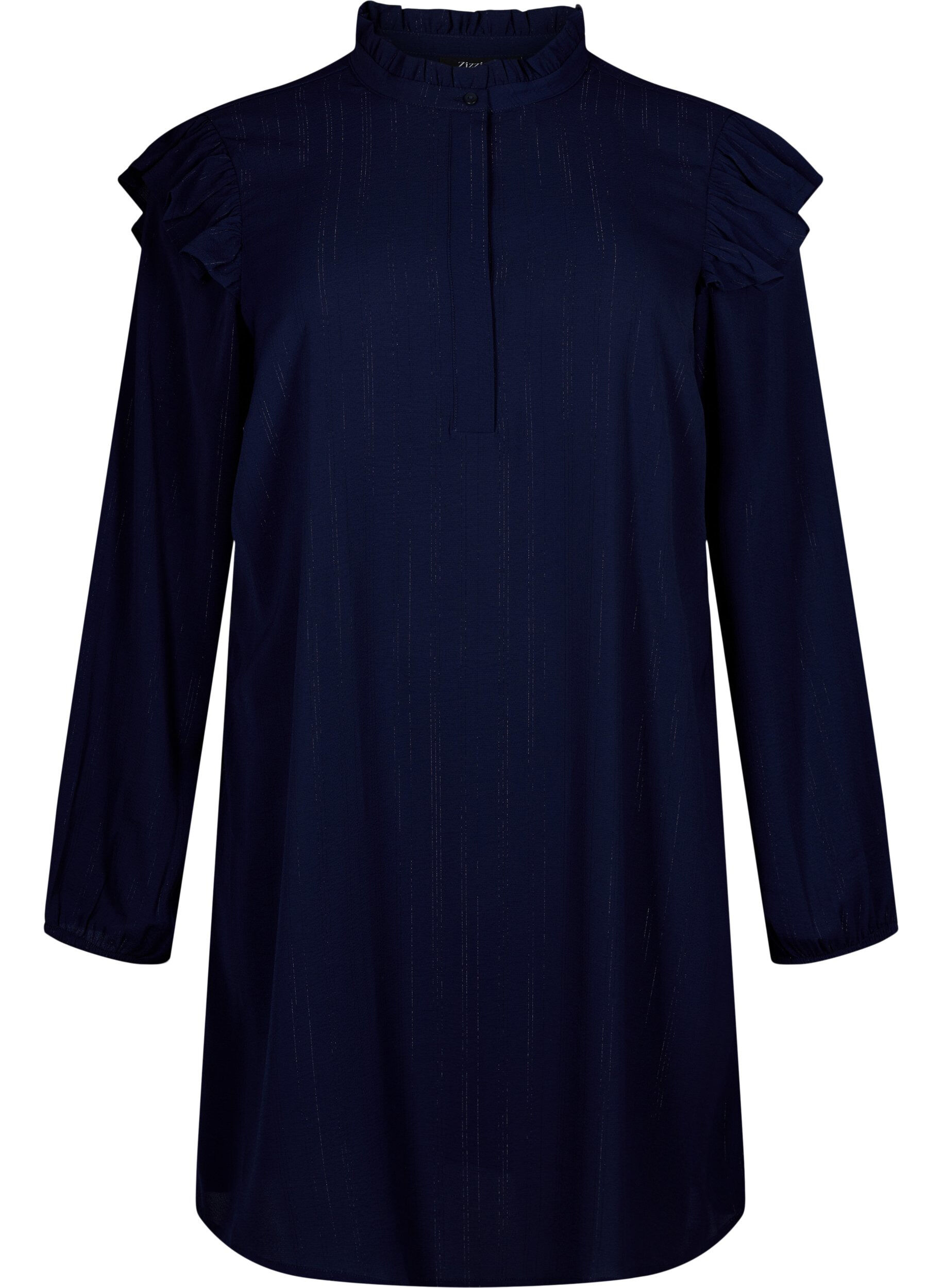 Zizzi Robe courte &agrave; volants et paillettes, Bleu, Packshot image number 0